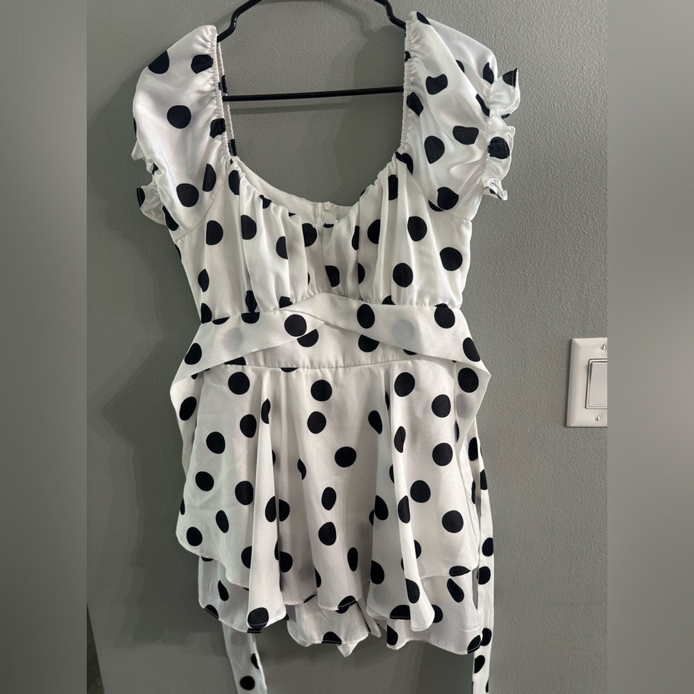 Elegant Black and White Polka Dot Jumpsuit